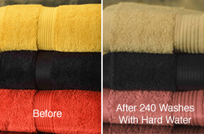 a comparison of towels that show what hardness does to it